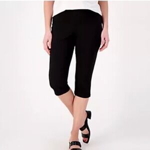 Belle by Kim Gravel Petite CITI Twill Capri Pants Black Plus Size 20 Petite